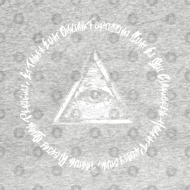 An emblem featuring the Masonic All-Seeing Eye within a triangle + latn text by Helgar